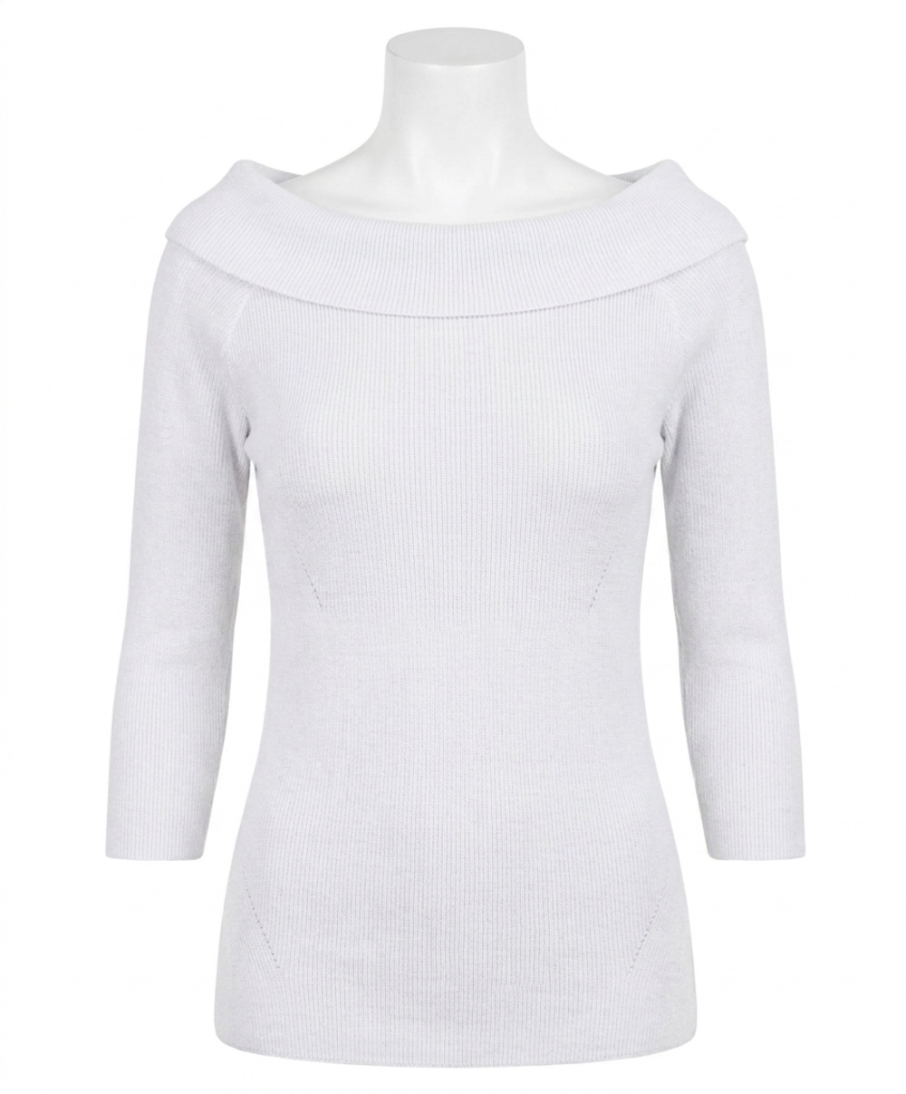 NEW ANGEL APPAREL off the shoulder ribbed detail top in white